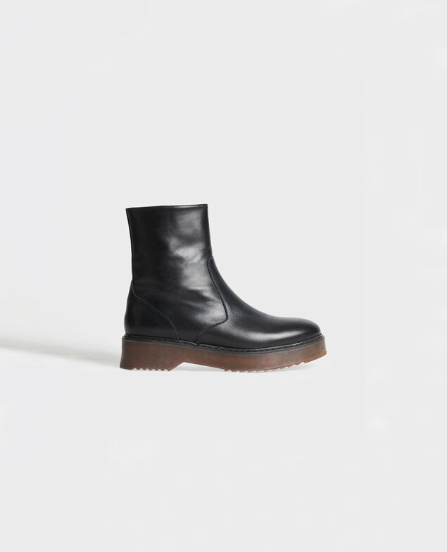 Leather wedge boots Black beauty