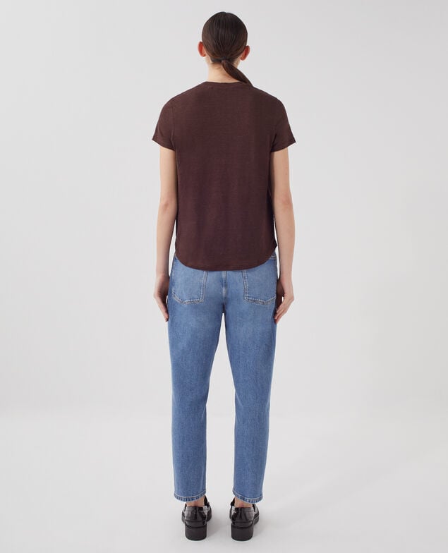 AMANDINE - linen round neck t-shirt U190 wine