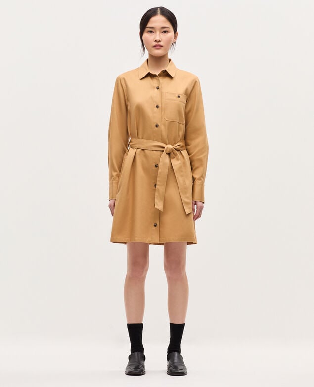 Workwear mini shirt dress K320 prairie sand