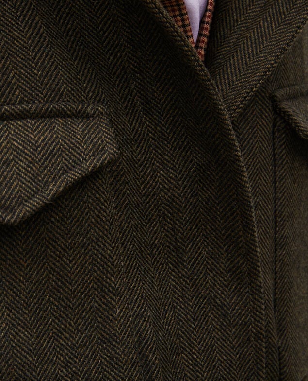 Chevron wool tweed aviator jacket Military green