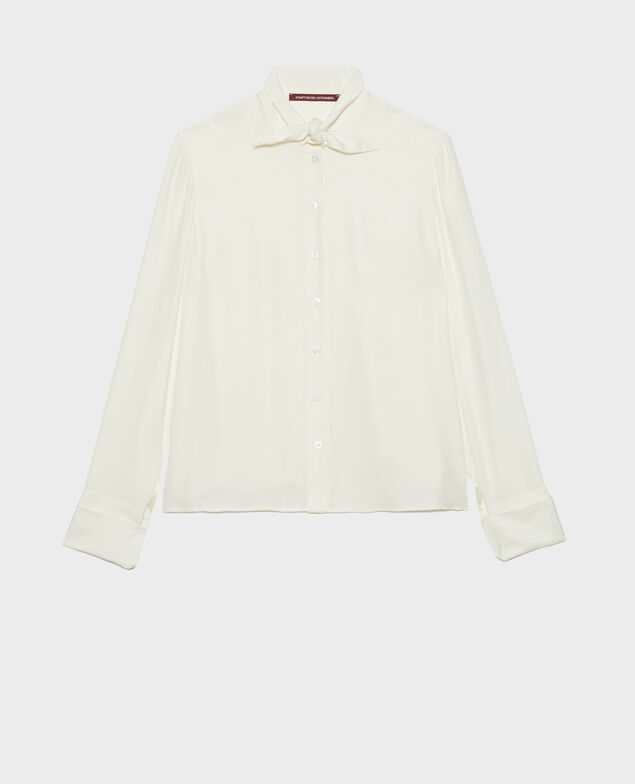  Long-sleeve tie neck silk blouse Gardenia