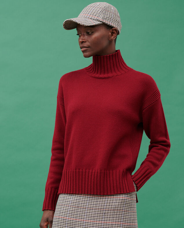 Virgin wool high neck jumper 8878 18 wine