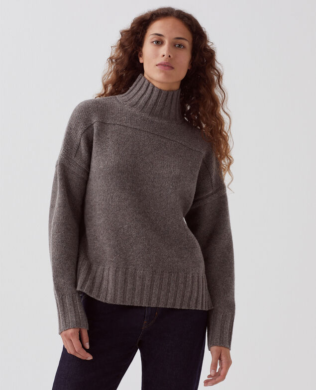 Wool polo neck jumper I040 steeple gray