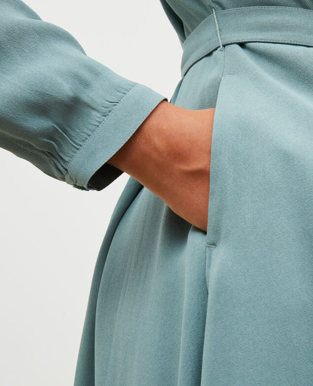 Pleated dress with belt  Treillis