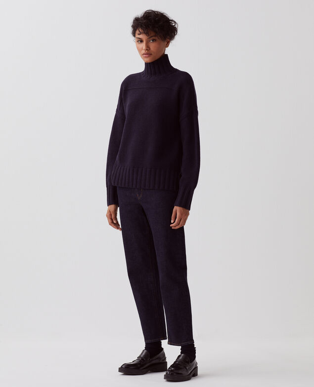 Wool polo neck jumper H695 night sky