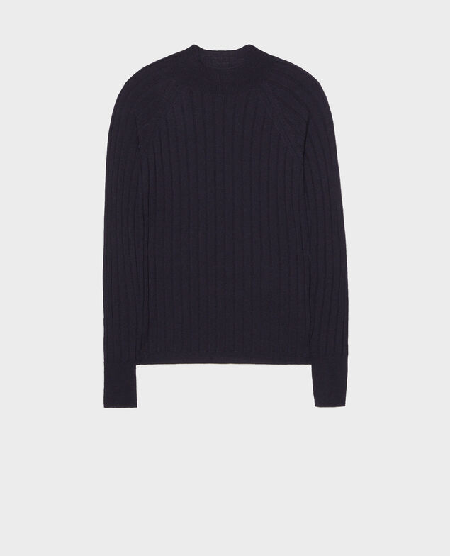  Ribbed merino wool turtleneck jumper Night sky