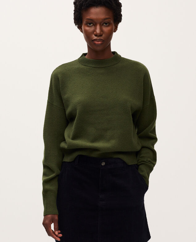Round neck wool jumper U570 olive