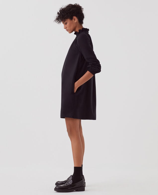 AGLAÉ - Mini dress with ruffle neck H091 black beauty