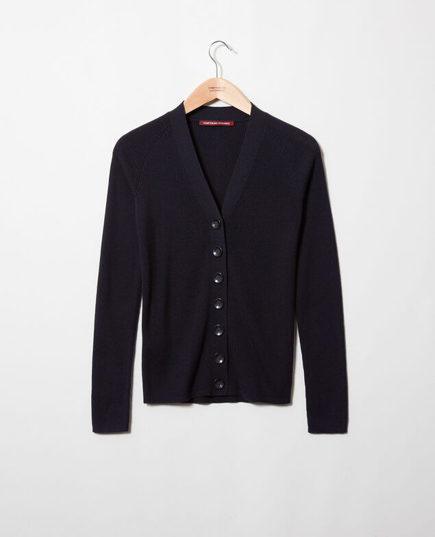 Classic cardigan 100% Merino Wool Noir