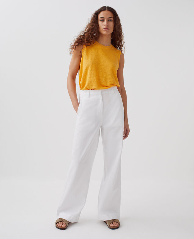 BLANDINE - Straight trousers H001 brillant white