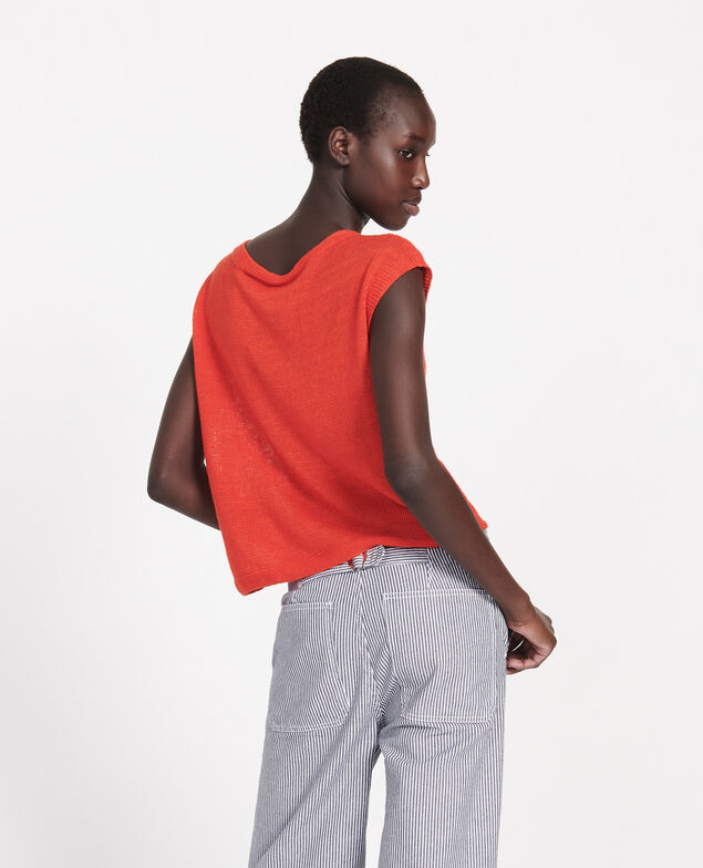Linen t-shirt Fiery red