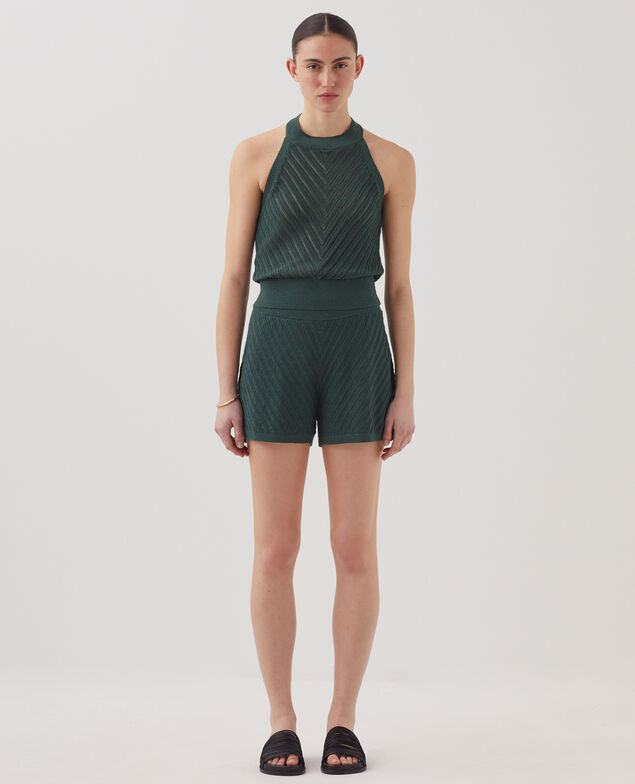 Textured halterneck top J590 spruce green