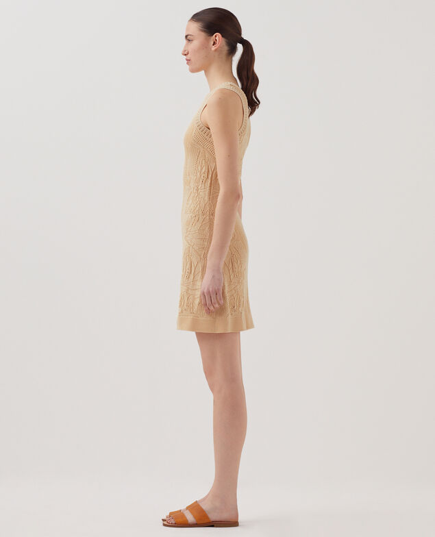 Floral crochet mini dress J300 natural