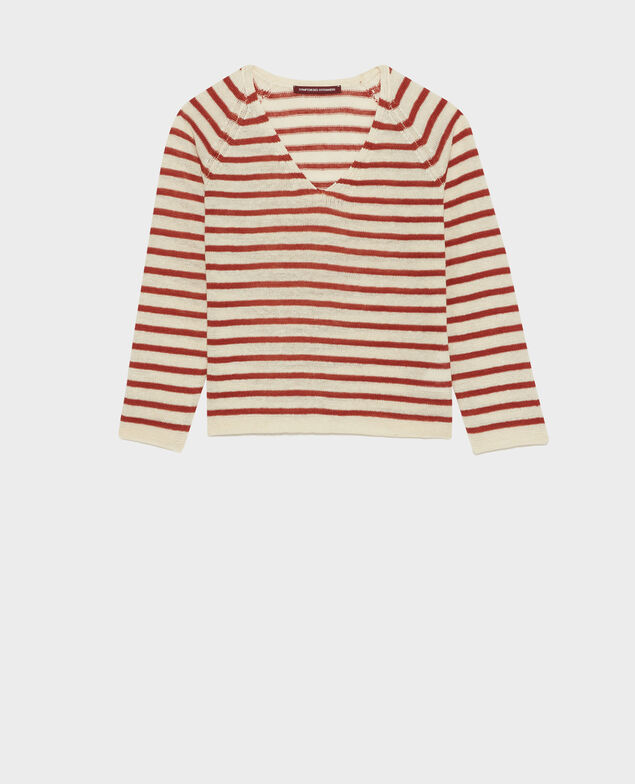 Striped linen jumper 116 stripe red