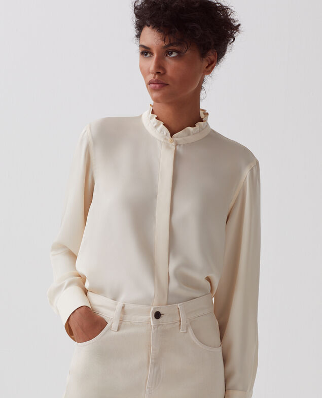 Fluid ruffled shirt U300 natural