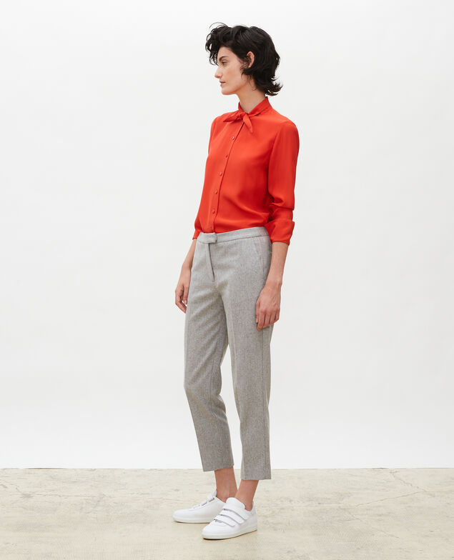  Long-sleeve tie neck silk blouse Valiant poppy