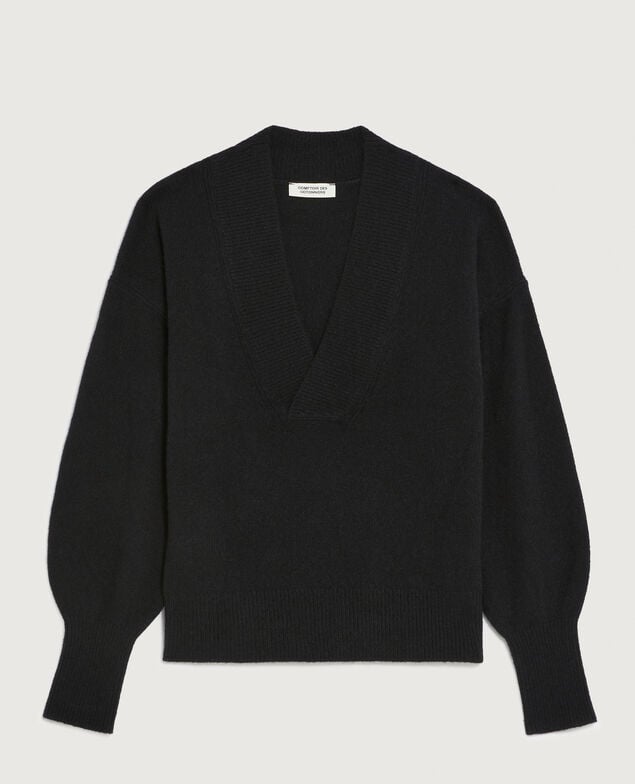 V-neck cashmere jumper H091 black beauty