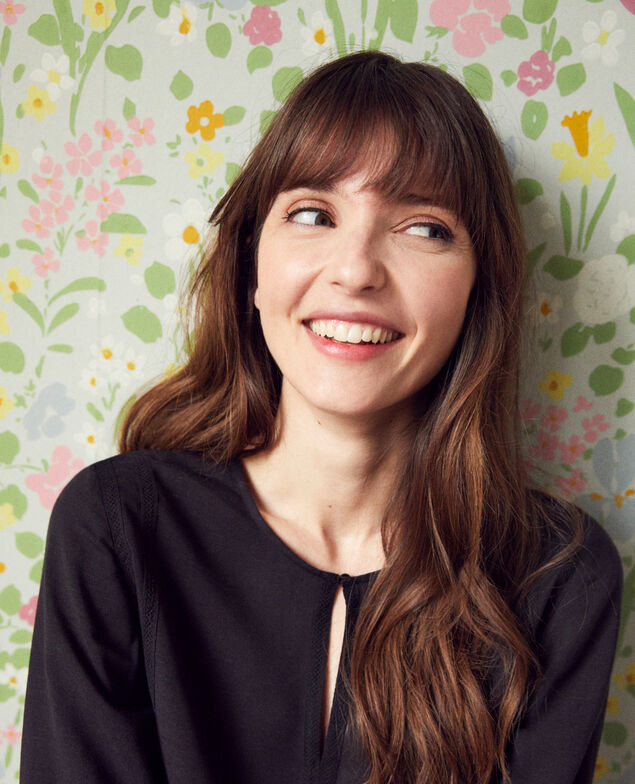 Embroidered blouse Noir