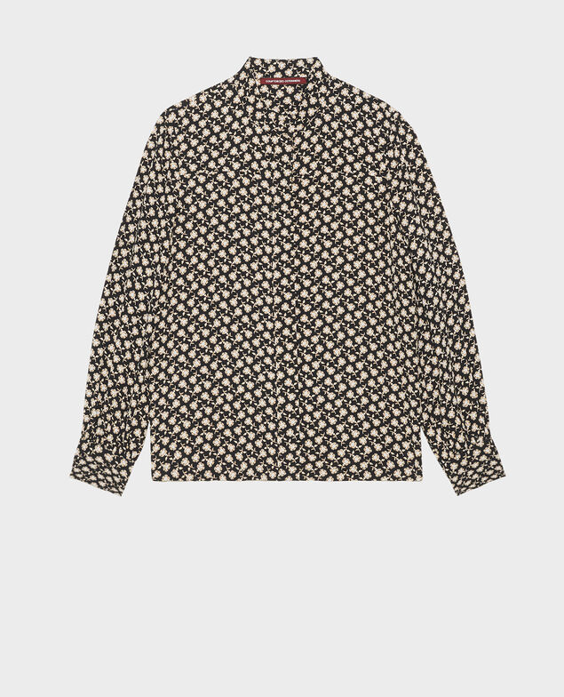 Long-sleeve floral print blouse Print fleurettes black latte