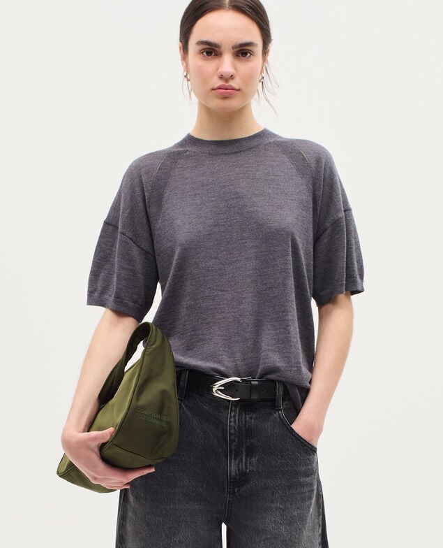 Merino wool and silk jumper K071 rabbit gray