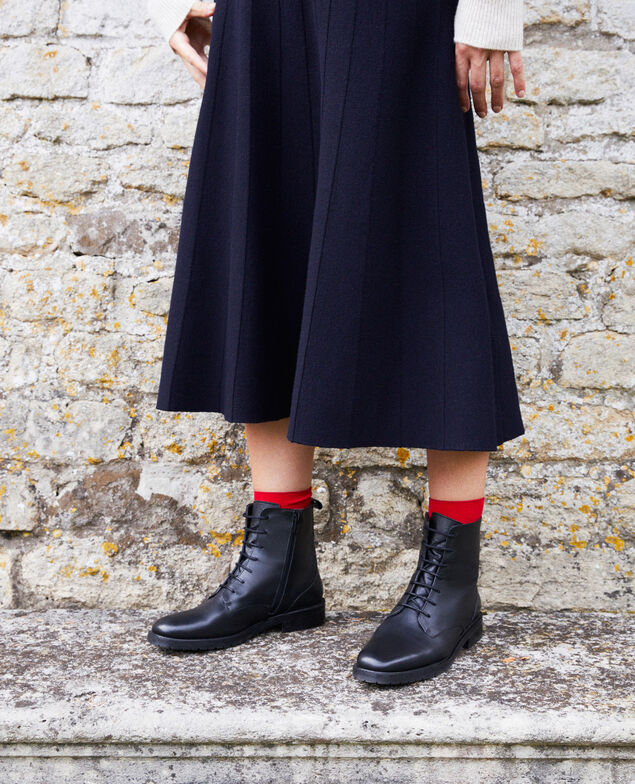 Smooth leather ankle boots Noir