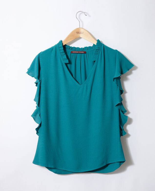 Frilly blouse Pacific green