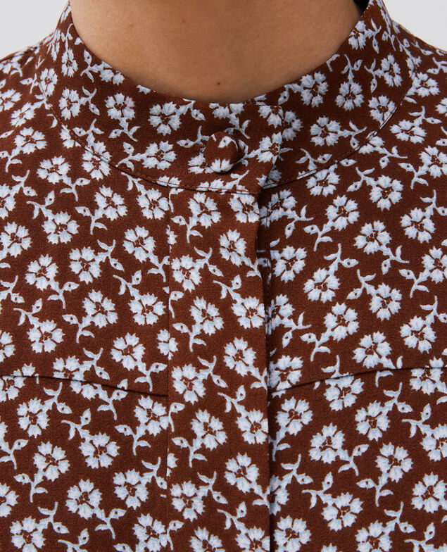 Long-sleeve floral print blouse Print fleurettes tortoise shell