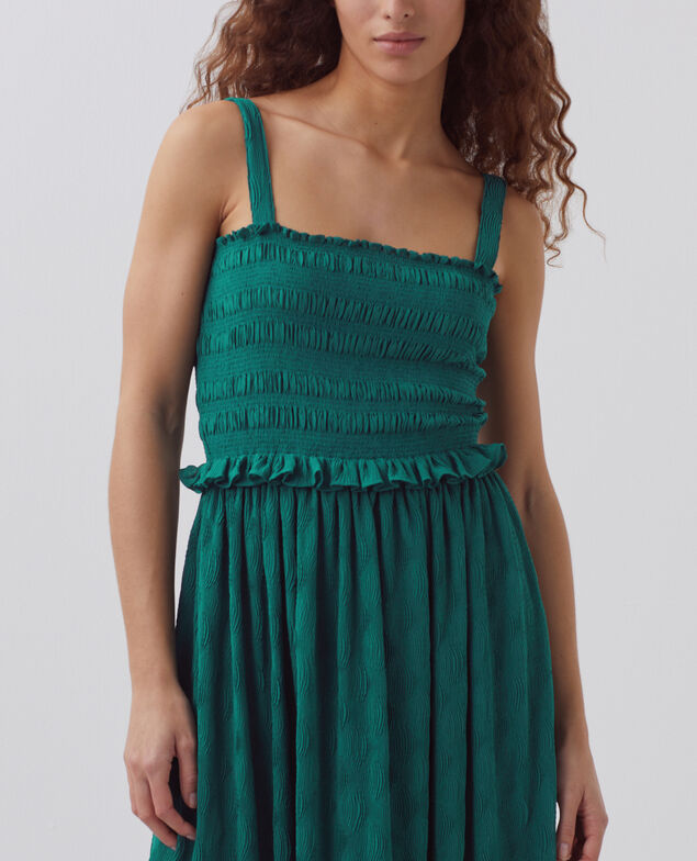 Silky smock maxi dress H644 spruced-up blue