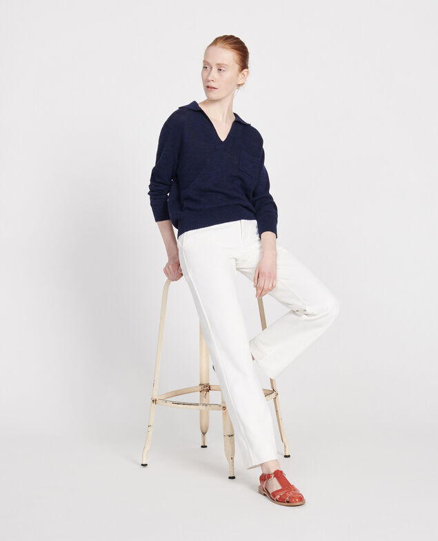 Linen blend jumper Maritime blue