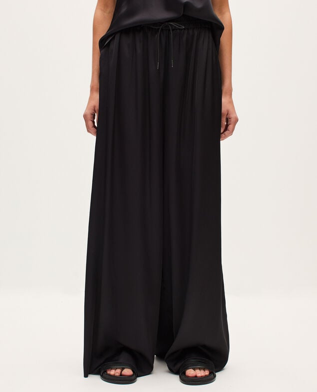 Wide silky trousers H091 black beauty
