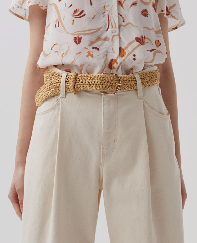 Wide braided crochet belt 7003 30 natural