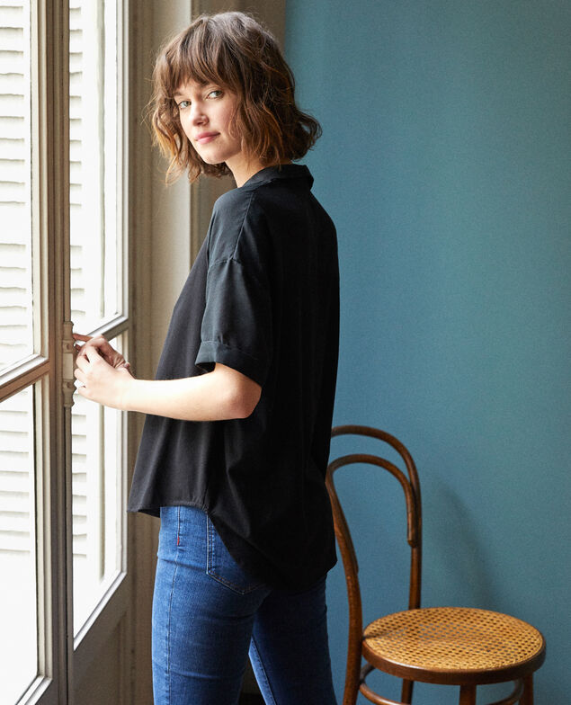 Bimaterial shirt Noir