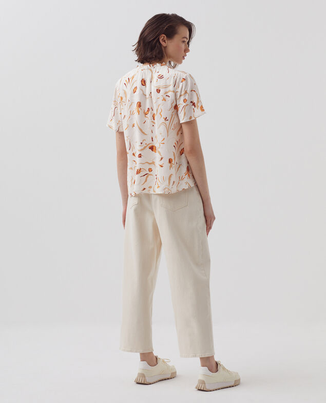 Short-sleeve fluid blouse H302 delicate fl natural