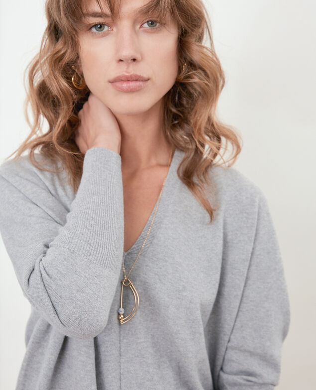 Oversize cotton and cashmere jumper Light grey