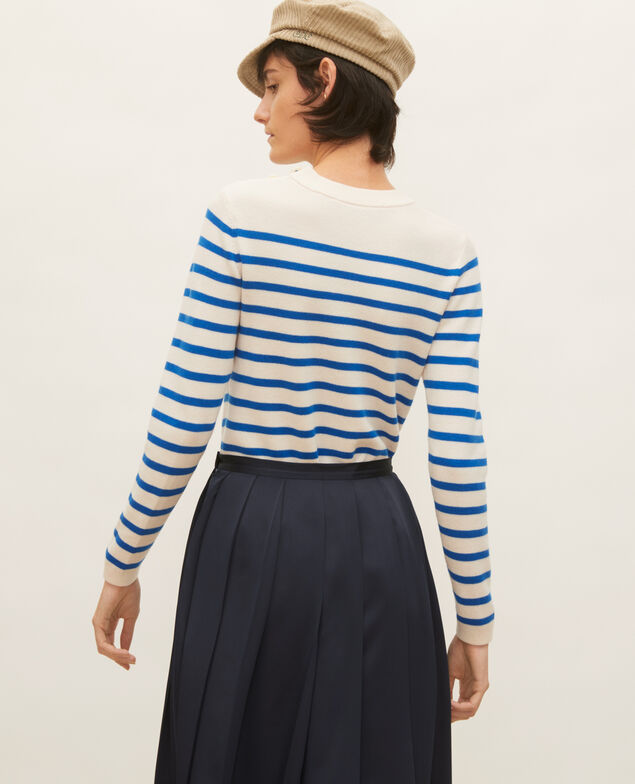 MADDY - Striped merino wool jumper Stripes princess blue gardenia