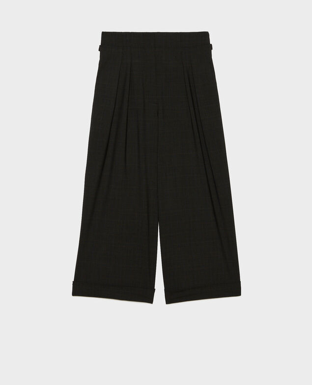 Cropped Prince of Wales wool trousers with turn ups Check-wool-pattern-tailoring