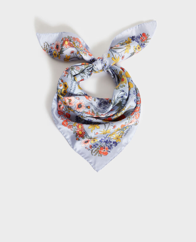 Square silk scarf Blue heron