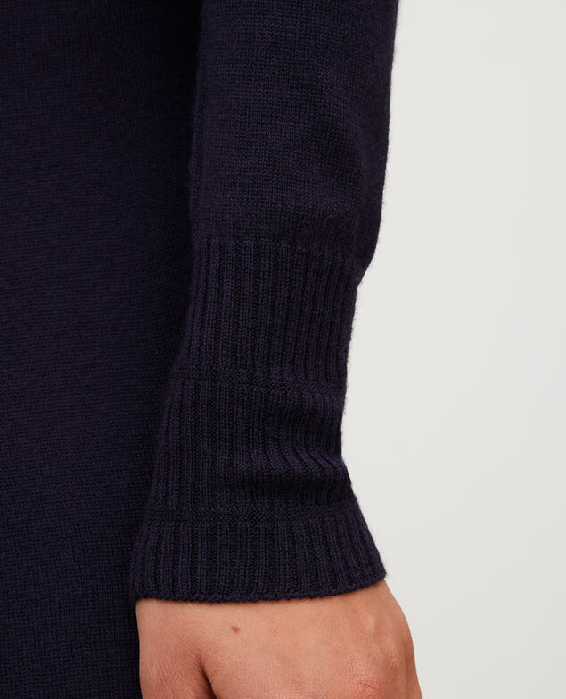 Round neck flared merino wool dress Night sky