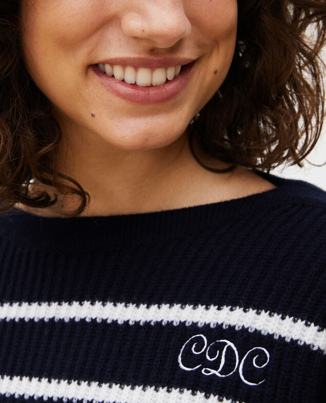Boatneck striped wool jumper Str jetstream nt sky