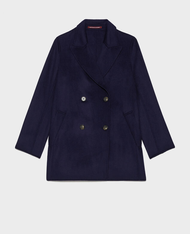 Double-sided wool pea coat Maritime blue