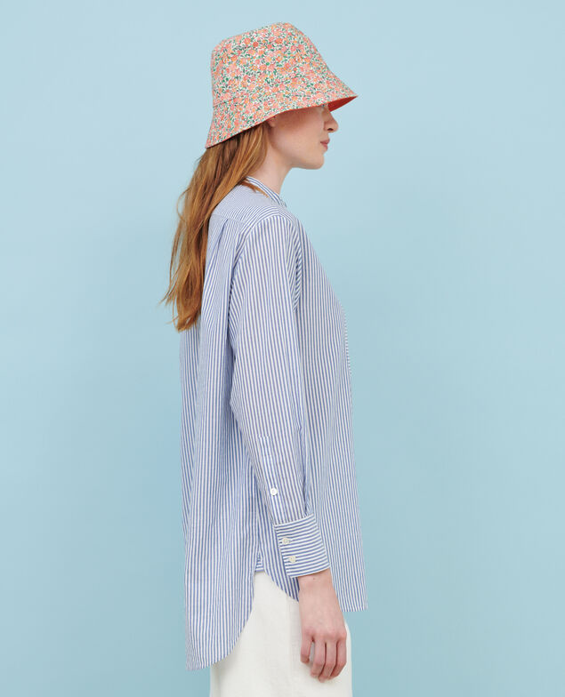 Cotton shirt with high-low hem 82 stripe navy