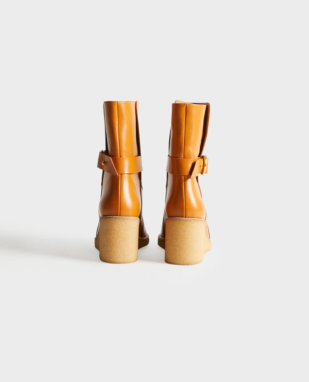 Platform leather ankle boots 4249 camel