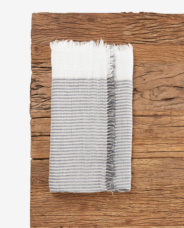 Scarf with linen Kaolin/indigo