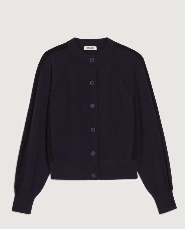 Round neck cashmere cardigan K692 navy st black
