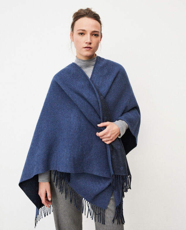  Wool blend cape Blue