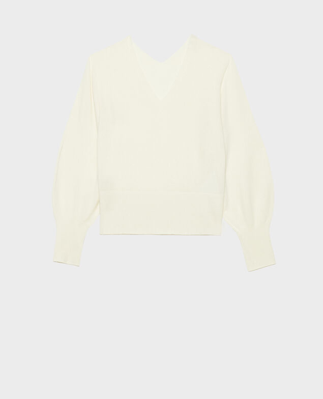 Fine 3D cashmere jumper with V-front and back Jet stream