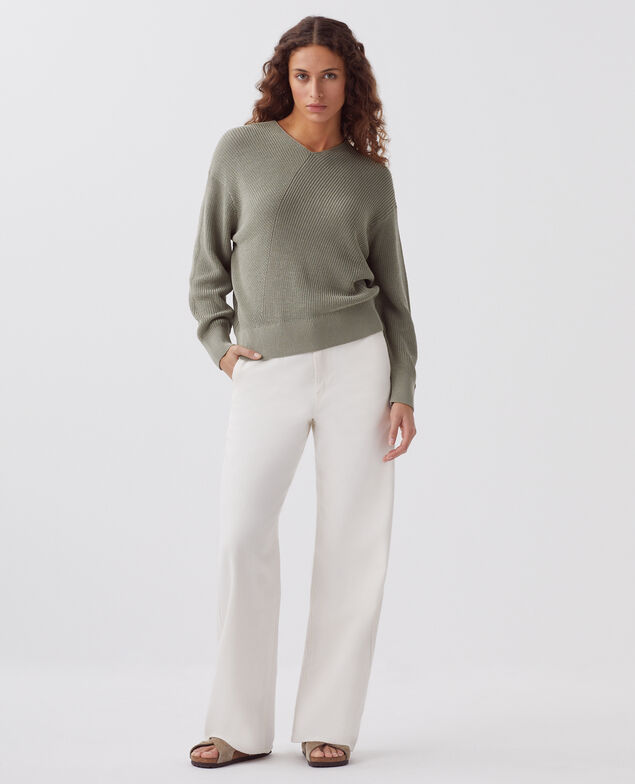 V-neck cotton jumper J050 shadow gray