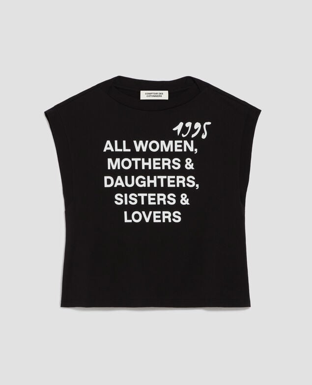 Boxy cotton t-shirt J095 black base words