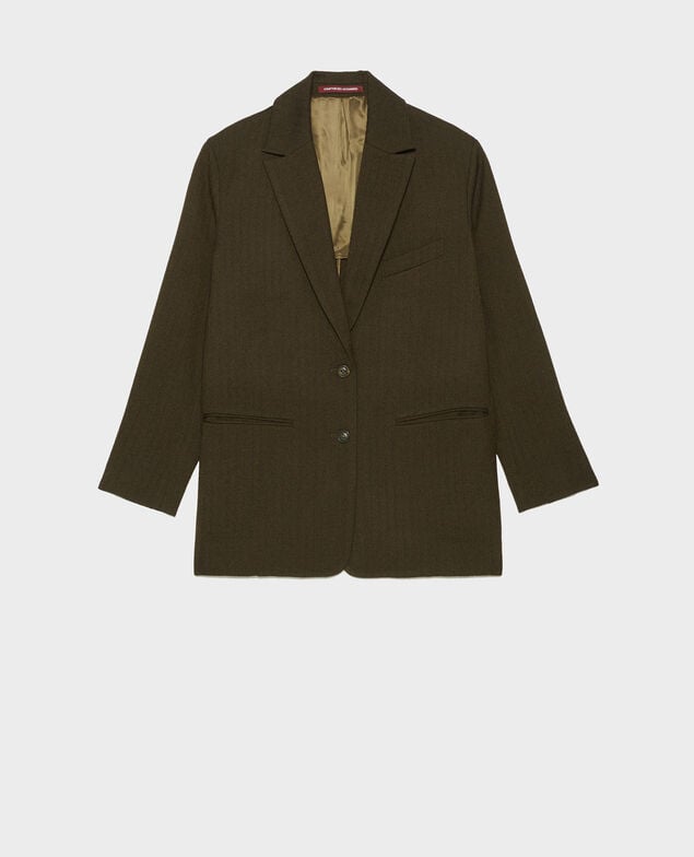2-button wool boyfriend blazer Military green