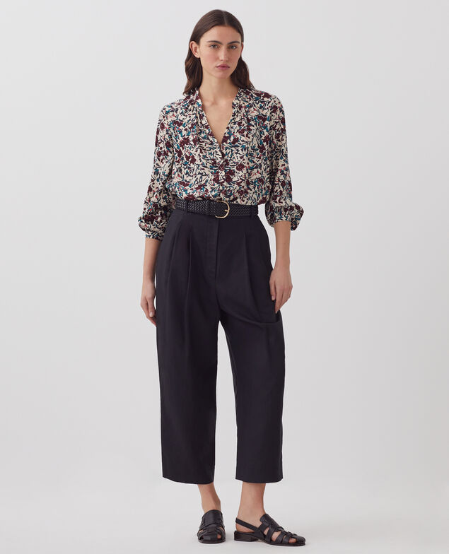 Silky long-sleeve shirt J751 leaf burgundy